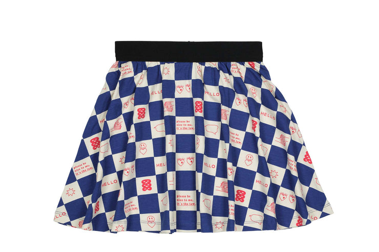 True Blue Comic Book Check Circle Skirt