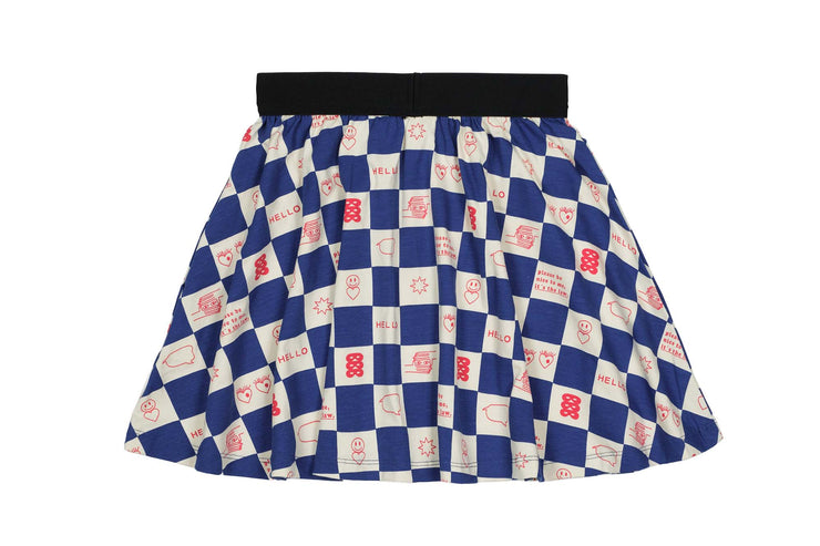 True Blue Comic Book Check Circle Skirt