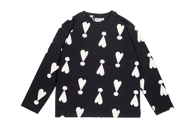 Black Exclamation Hearts Long Sleeve T-Shirt